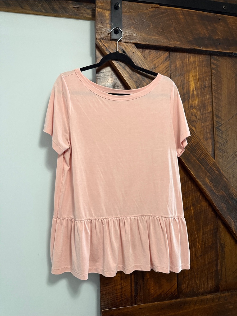 Banana Republic Light Pink Peplum Short-Sleeve Top